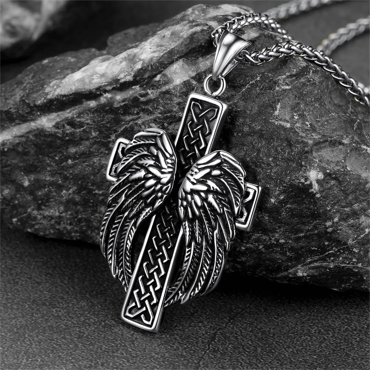 Flash Sale Angel Wing Cross Necklace Pendant for Men sold by FaithHeart product image thumbnail 3