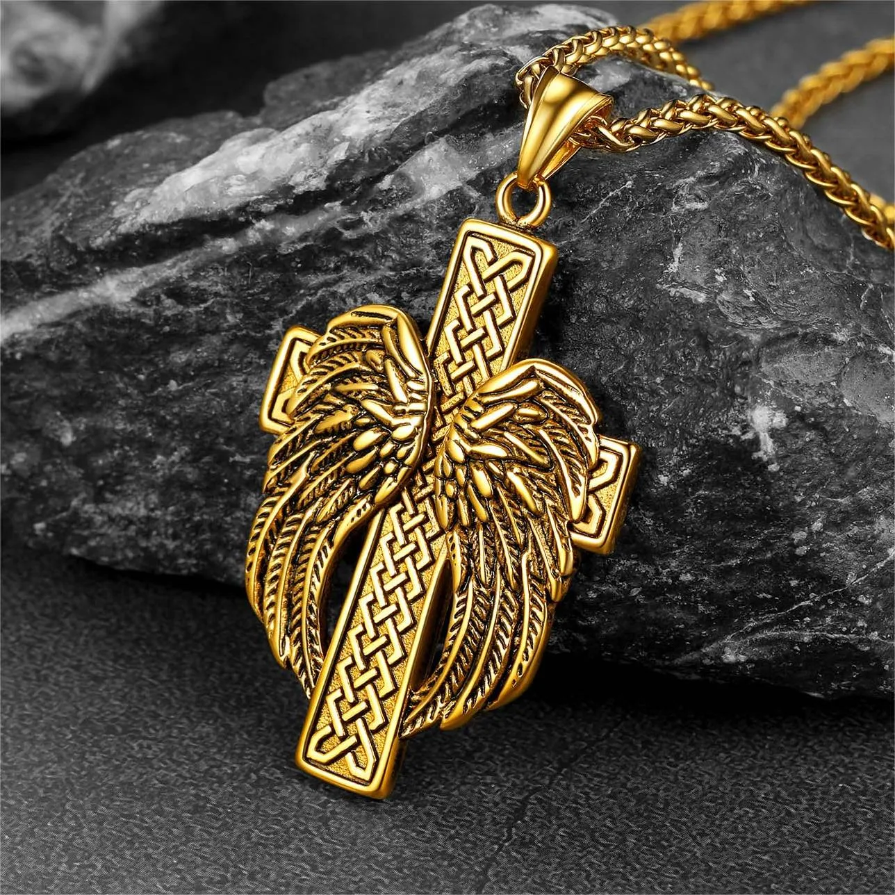 Flash Sale Angel Wing Cross Necklace Pendant for Men sold by FaithHeart product image thumbnail 4