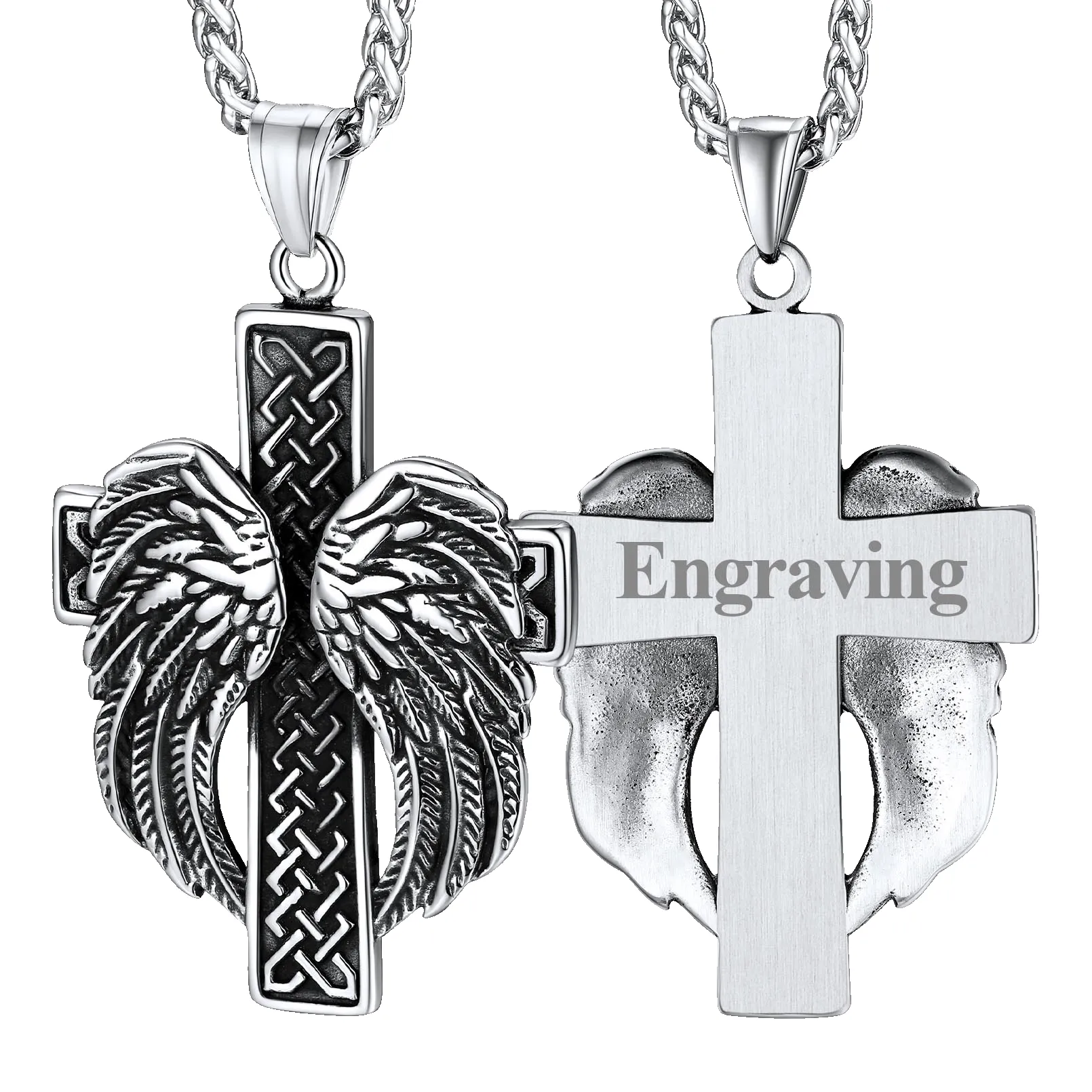 Flash Sale Angel Wing Cross Necklace Pendant for Men sold by FaithHeart