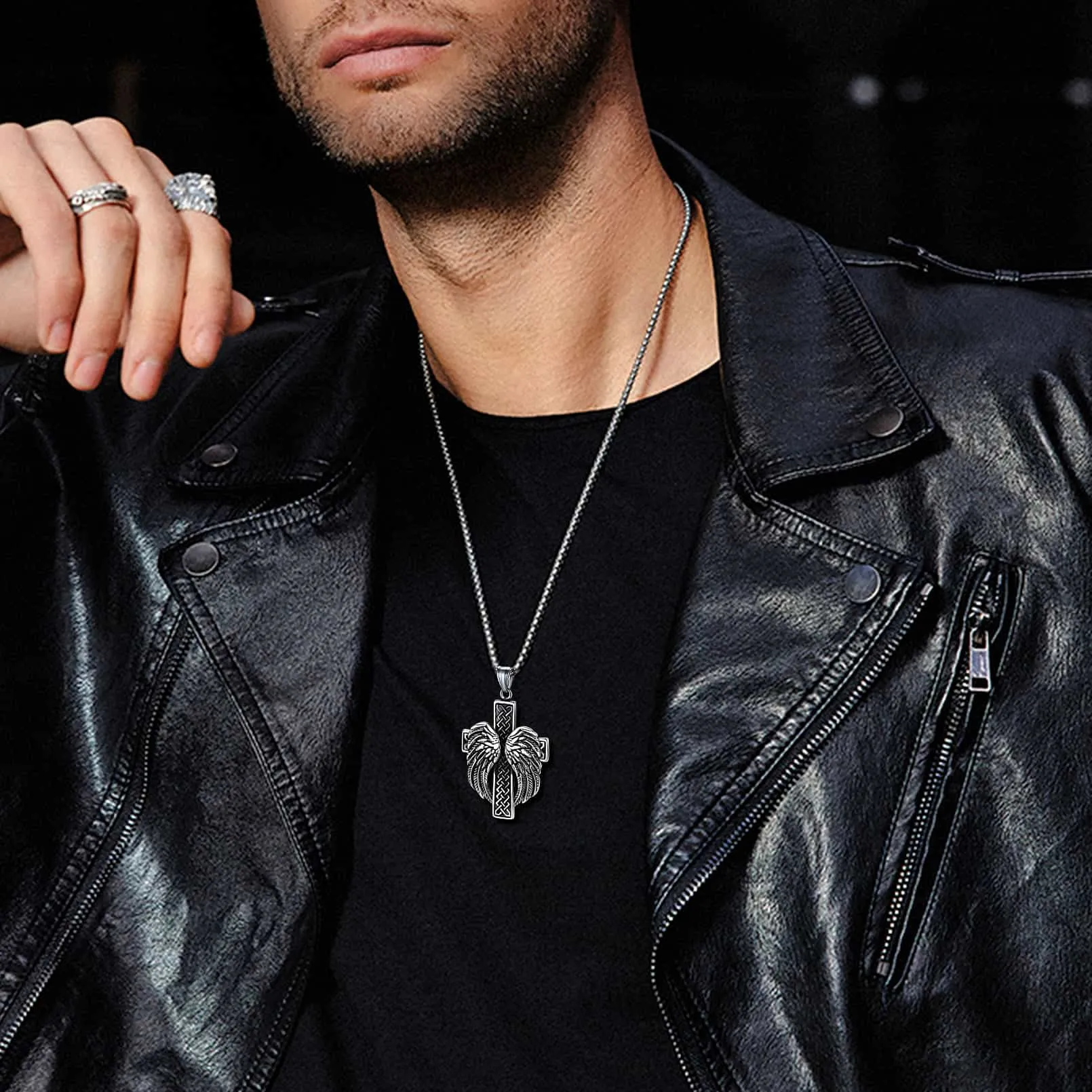 Flash Sale Angel Wing Cross Necklace Pendant for Men sold by FaithHeart product image thumbnail 2