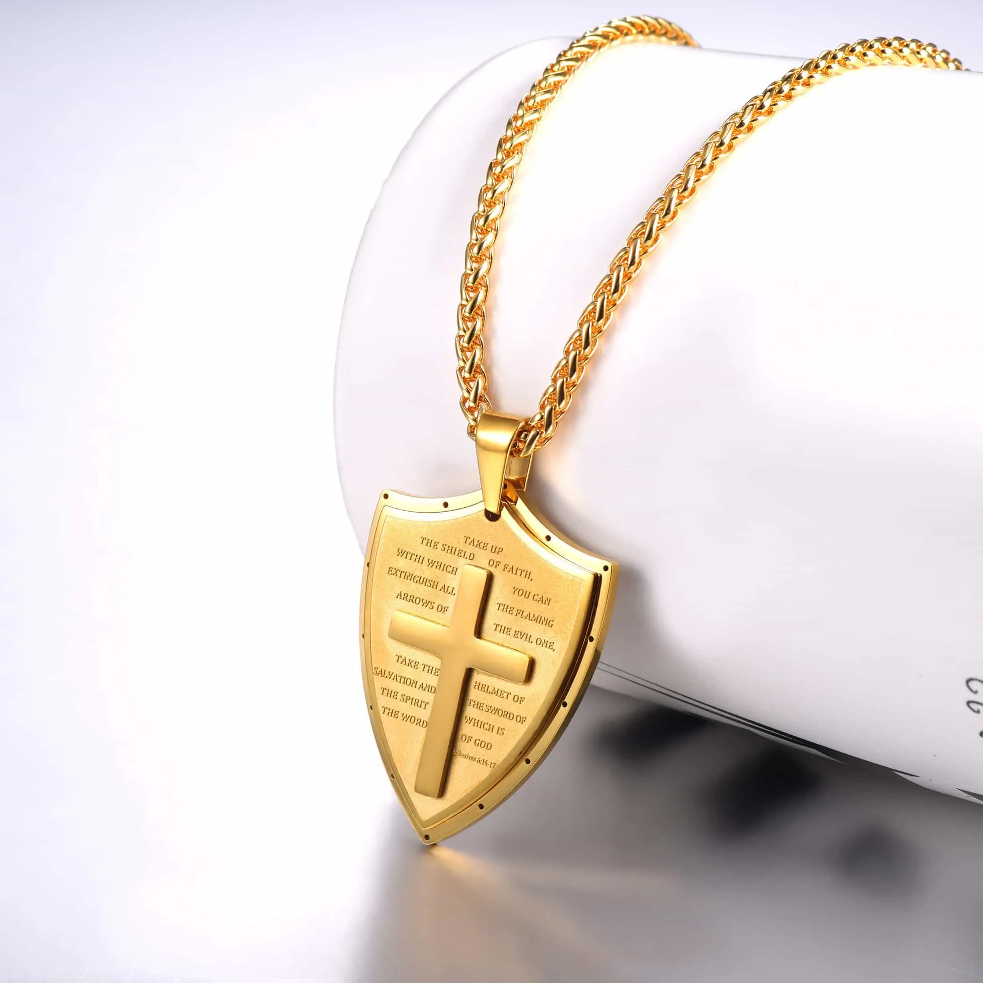 Bible Verse E-Ephesians 6:16-17 Cross Shield Necklace sold by FaithHeart product image thumbnail 4