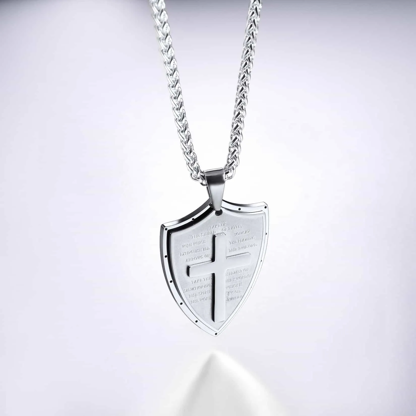 Bible Verse E-Ephesians 6:16-17 Cross Shield Necklace sold by FaithHeart product image thumbnail 3
