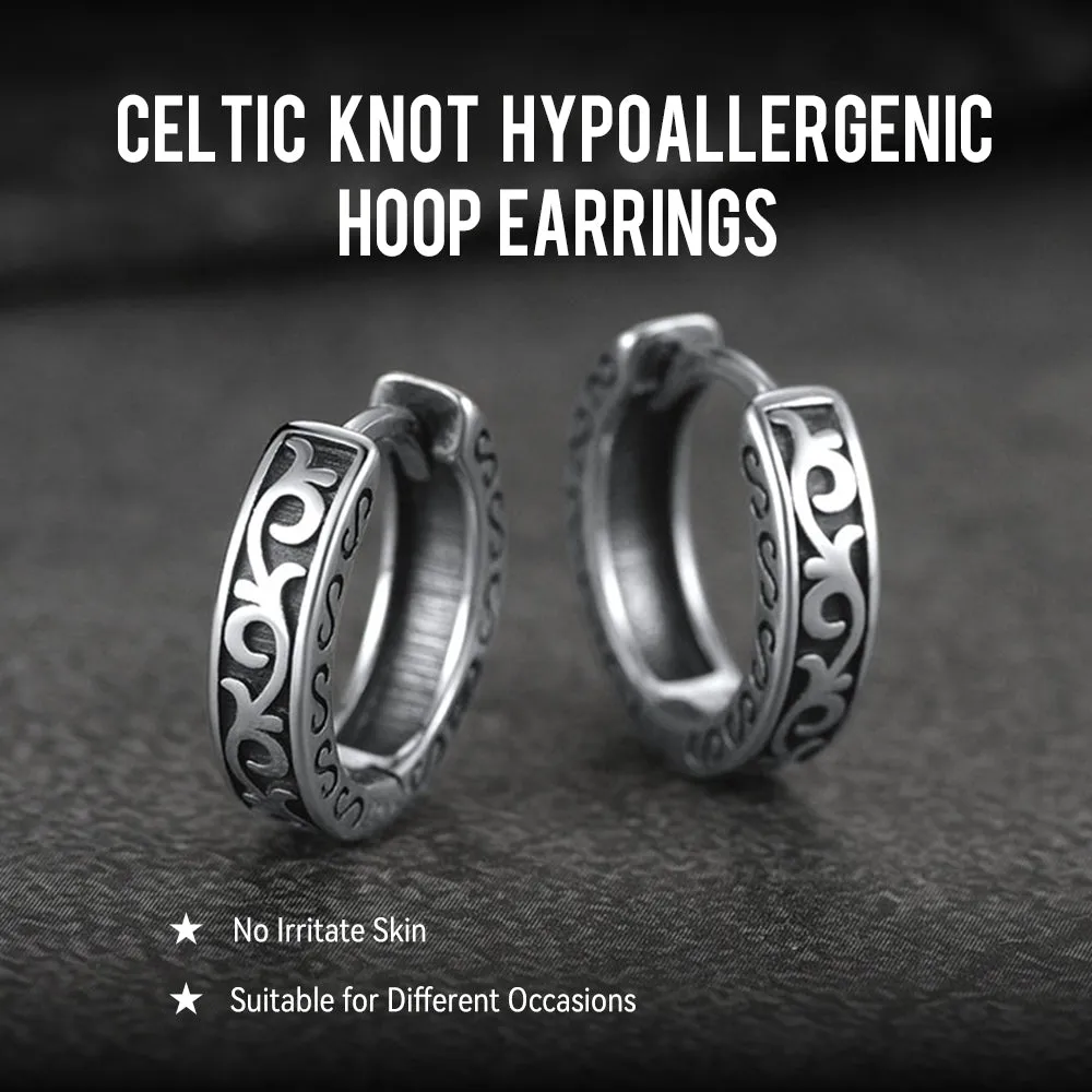 Sterling Silver Vine Celtic Huggie Hoop Earrings for Men sold by FaithHeart product image thumbnail 5