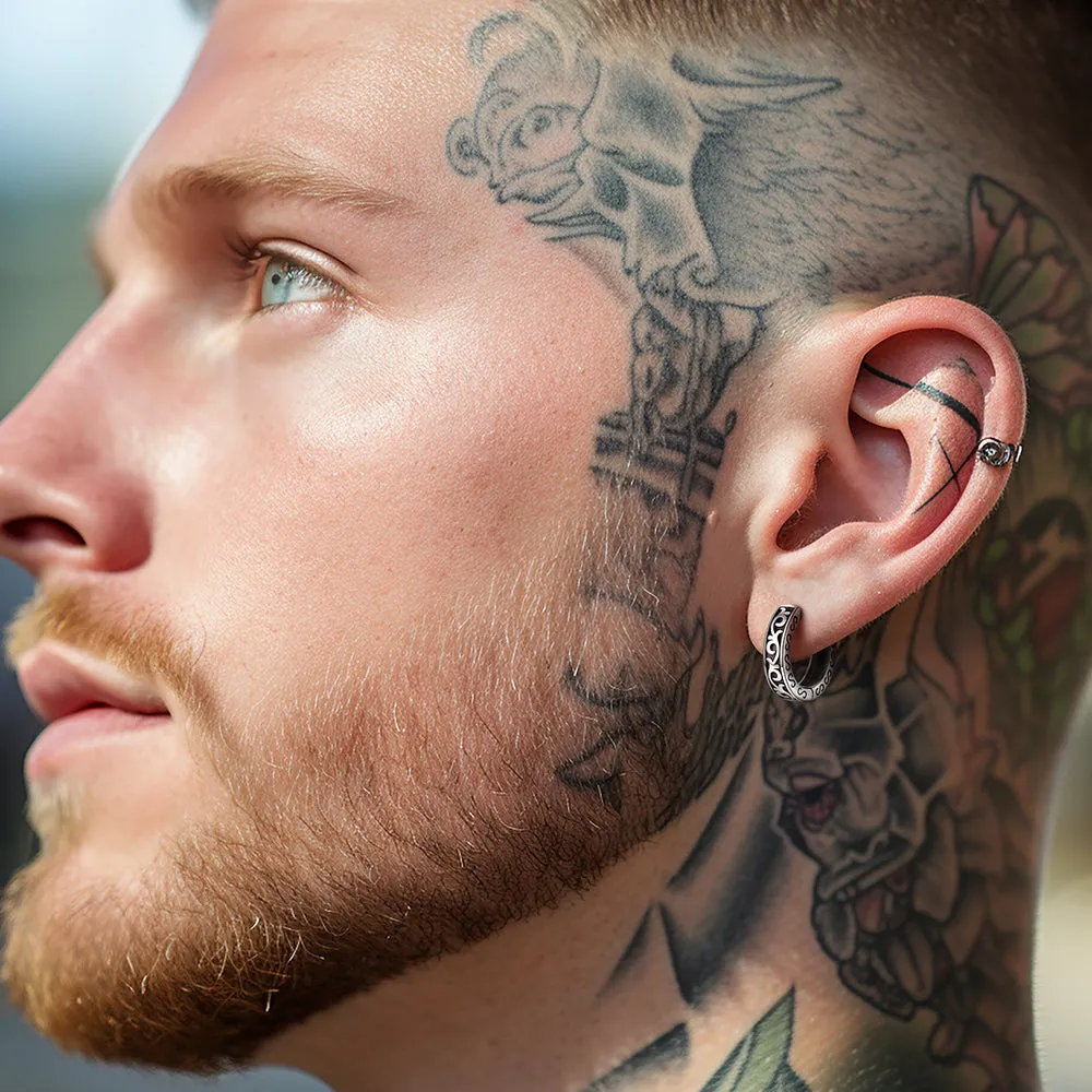 Sterling Silver Vine Celtic Huggie Hoop Earrings for Men sold by FaithHeart product image thumbnail 2