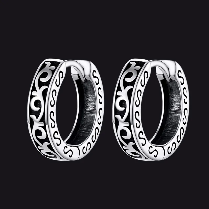Sterling Silver Vine Celtic Huggie Hoop Earrings for Men sold by FaithHeart