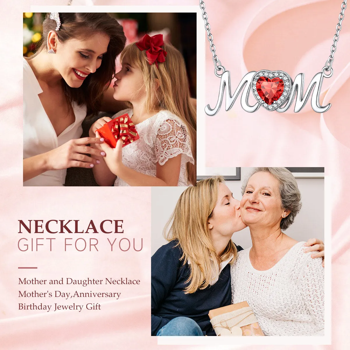 Sterling Silver Heart Birthstone Mom Necklace for Women sold by FaithHeart product image thumbnail 4