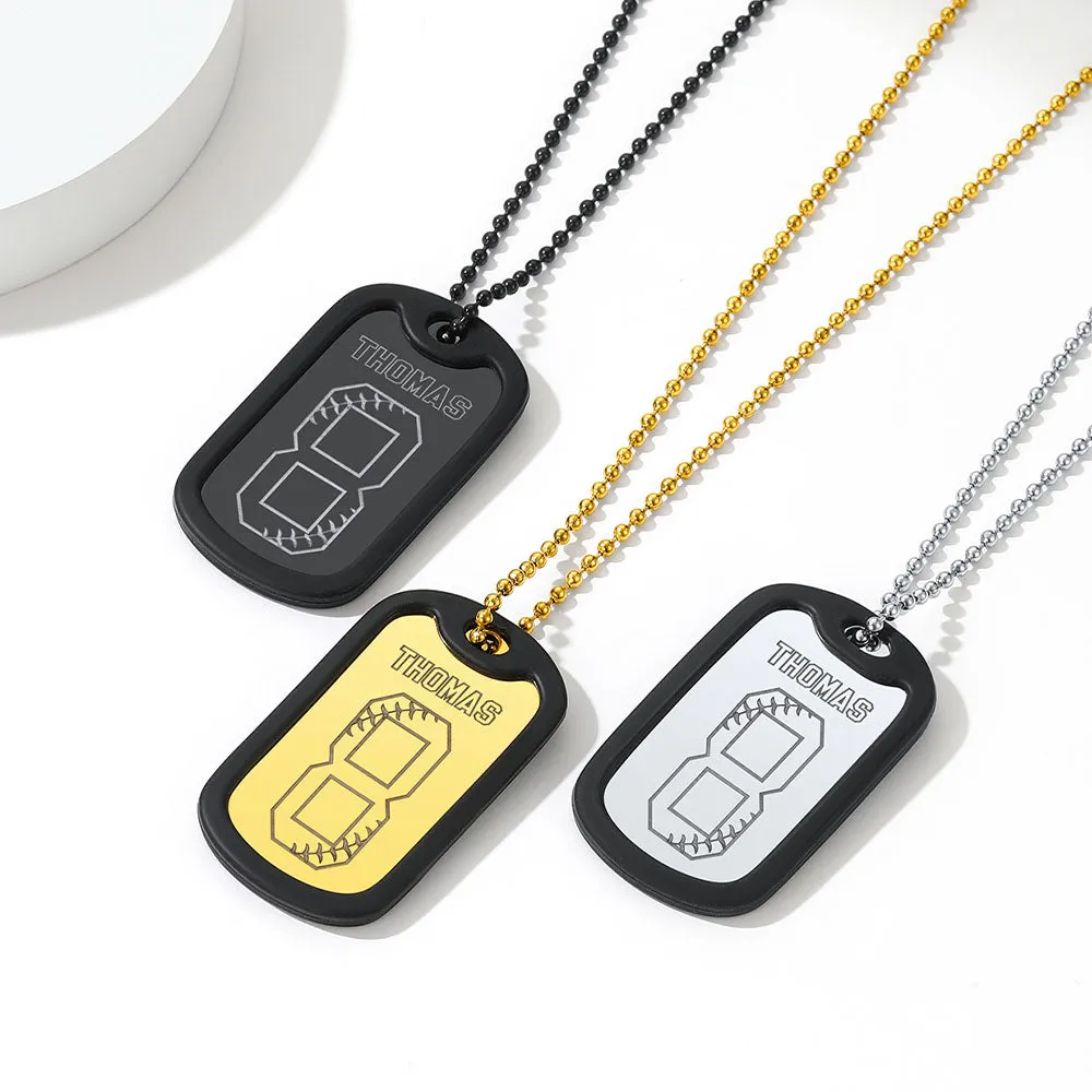 Engraved Baseball Jersey Number Dog Tag Necklace for Athletes sold by FaithHeart product image thumbnail 4
