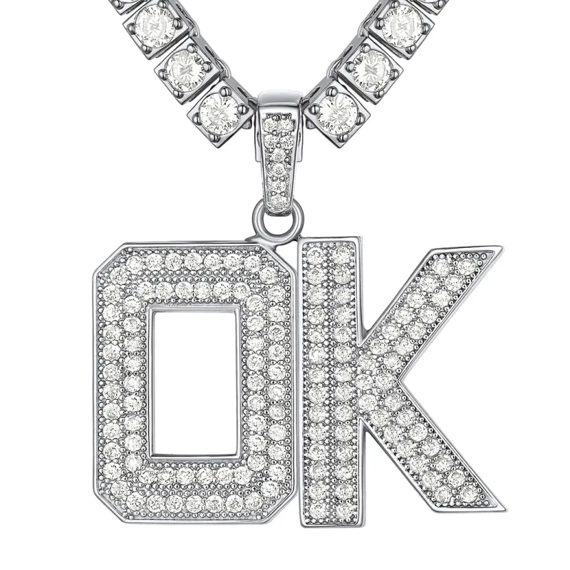 Hip Hop CZ Initials Letter Pendant Necklace for Men sold by FaithHeart