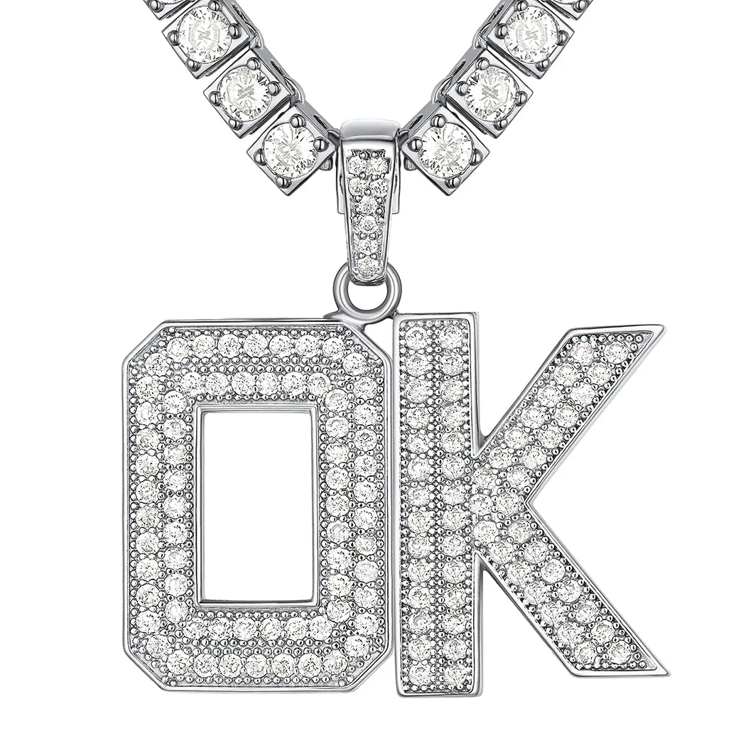 Hip Hop CZ Initials Letter Pendant Necklace for Men sold by FaithHeart