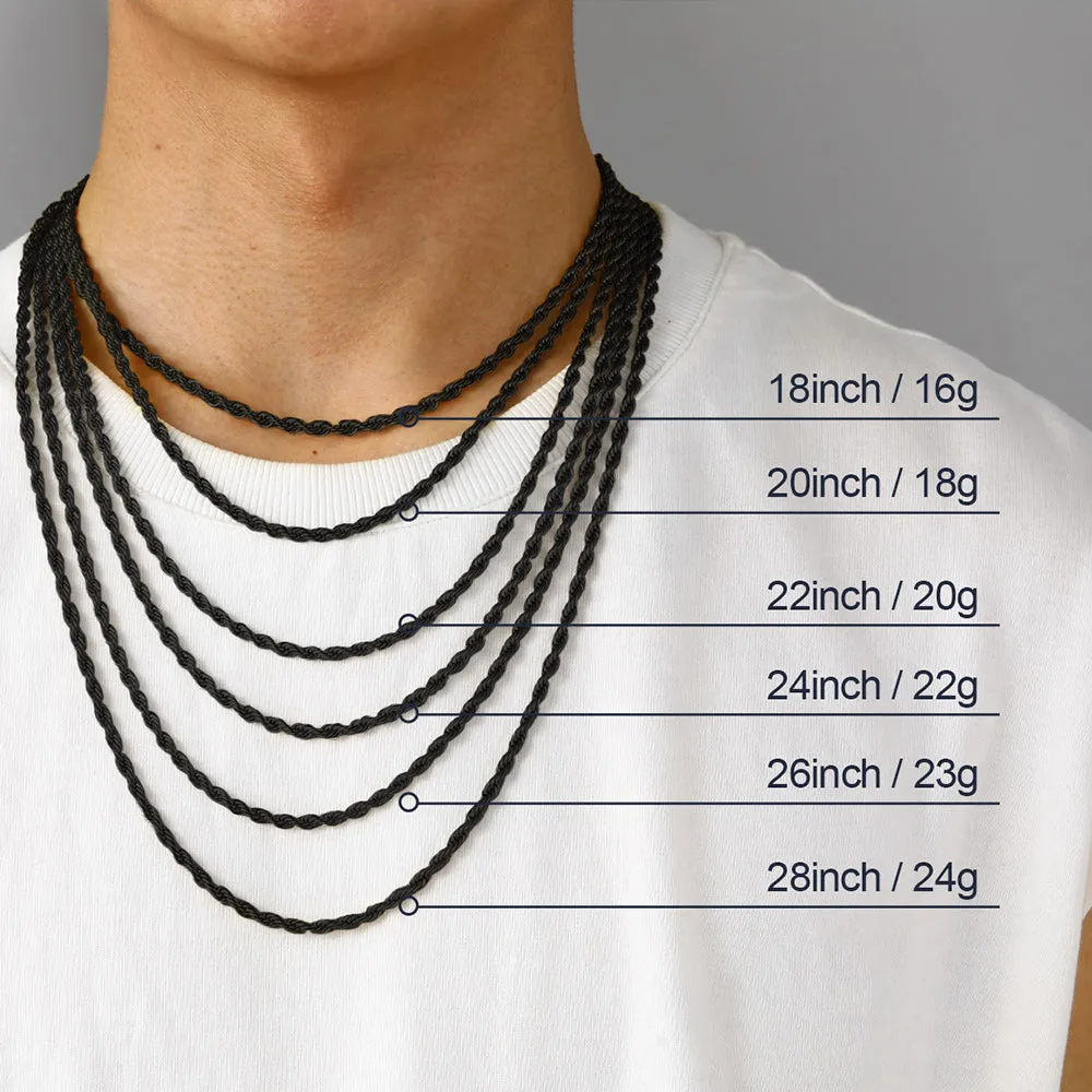 Twisted Rope Chain Stainless Steel Link Necklace for Men sold by FaithHeart product image thumbnail 5