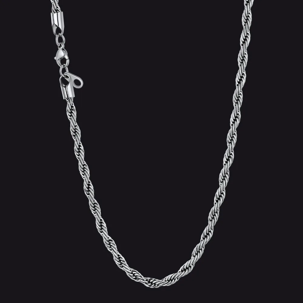 Twisted Rope Chain Stainless Steel Link Necklace for Men sold by FaithHeart
