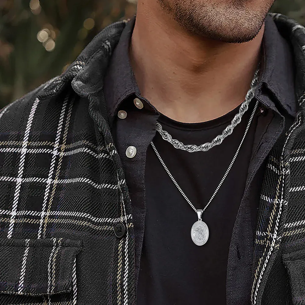 Twisted Rope Chain Stainless Steel Link Necklace for Men sold by FaithHeart product image thumbnail 3