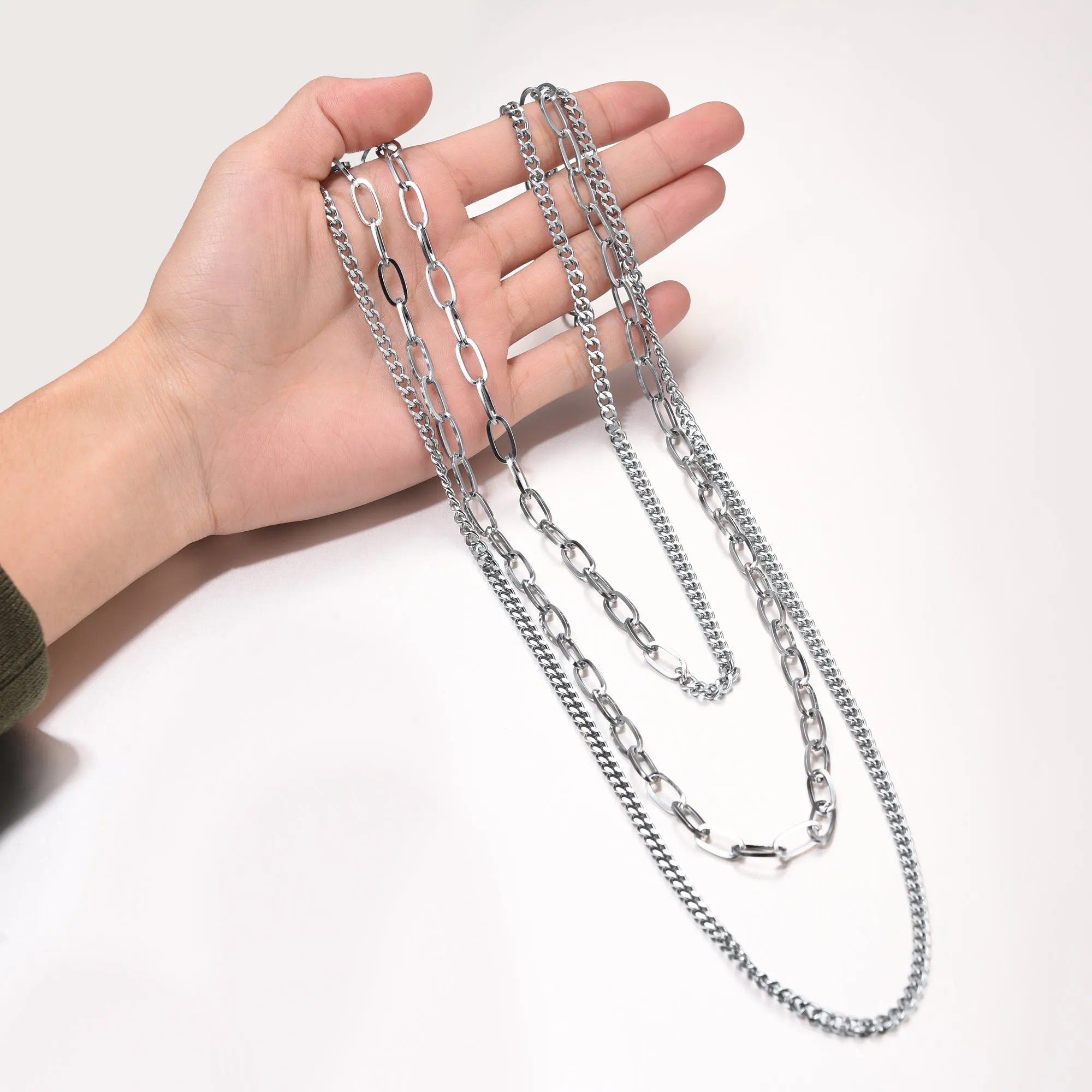 Triple-Layer Cuban Chain Necklace Set - 18/23/28 inch for Women sold by FaithHeart product image thumbnail 5