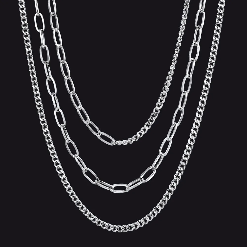 Triple-Layer Cuban Chain Necklace Set - 18/23/28 inch for Women sold by FaithHeart