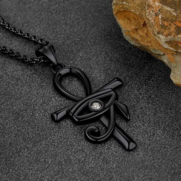 Flat Box Chain & Ankh Cross Layered Necklaces Set for Men sold by FaithHeart product image thumbnail 4