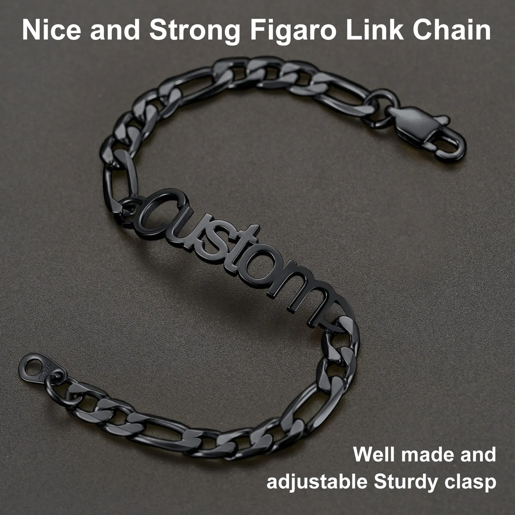 Engraved Name 6MM Figaro Link Chain Bracelet Gift for Men sold by FaithHeart product image thumbnail 4