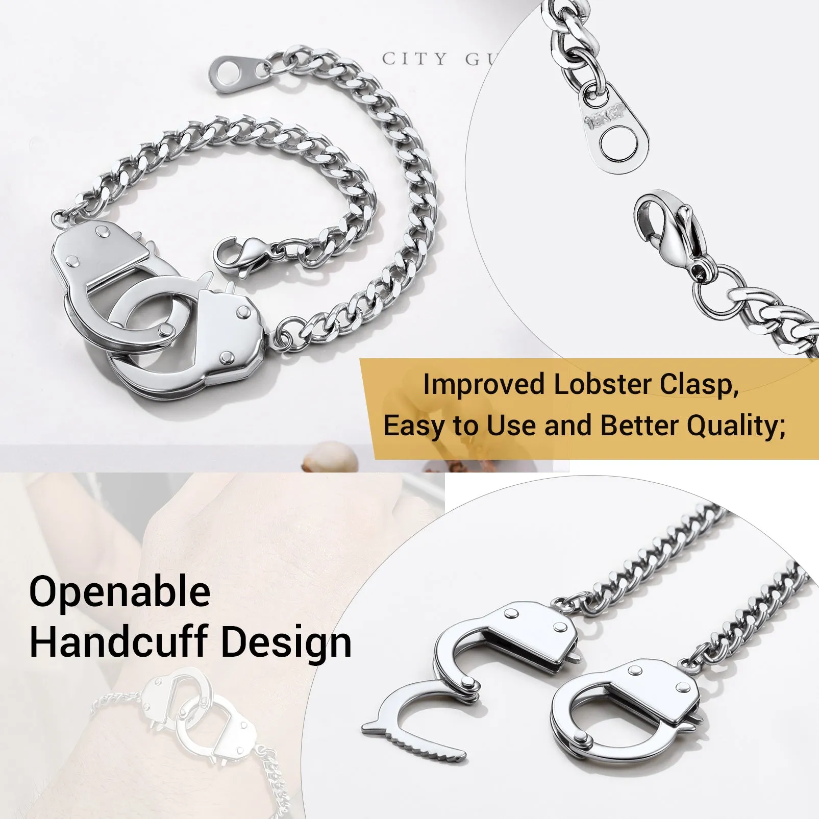 4MM Handcuff Chain Bracelet for Men Stainless Steel sold by FaithHeart product image thumbnail 5
