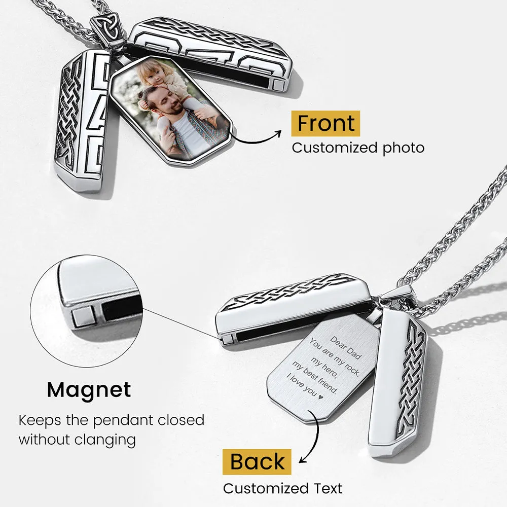 Custom Picture Open Locket Dog Tag Necklace with Viking Rune for Dad sold by FaithHeart product image thumbnail 3