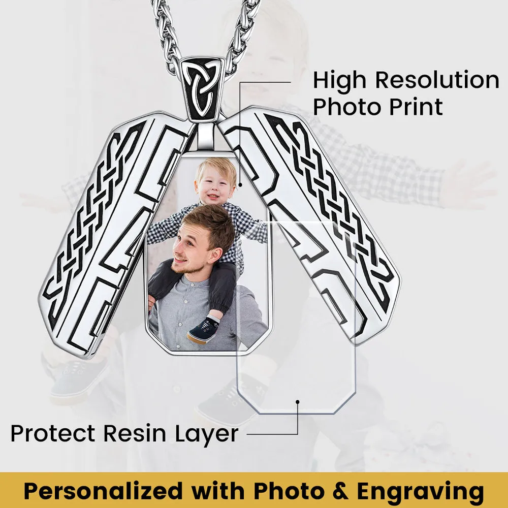 Custom Picture Open Locket Dog Tag Necklace with Viking Rune for Dad sold by FaithHeart product image thumbnail 4