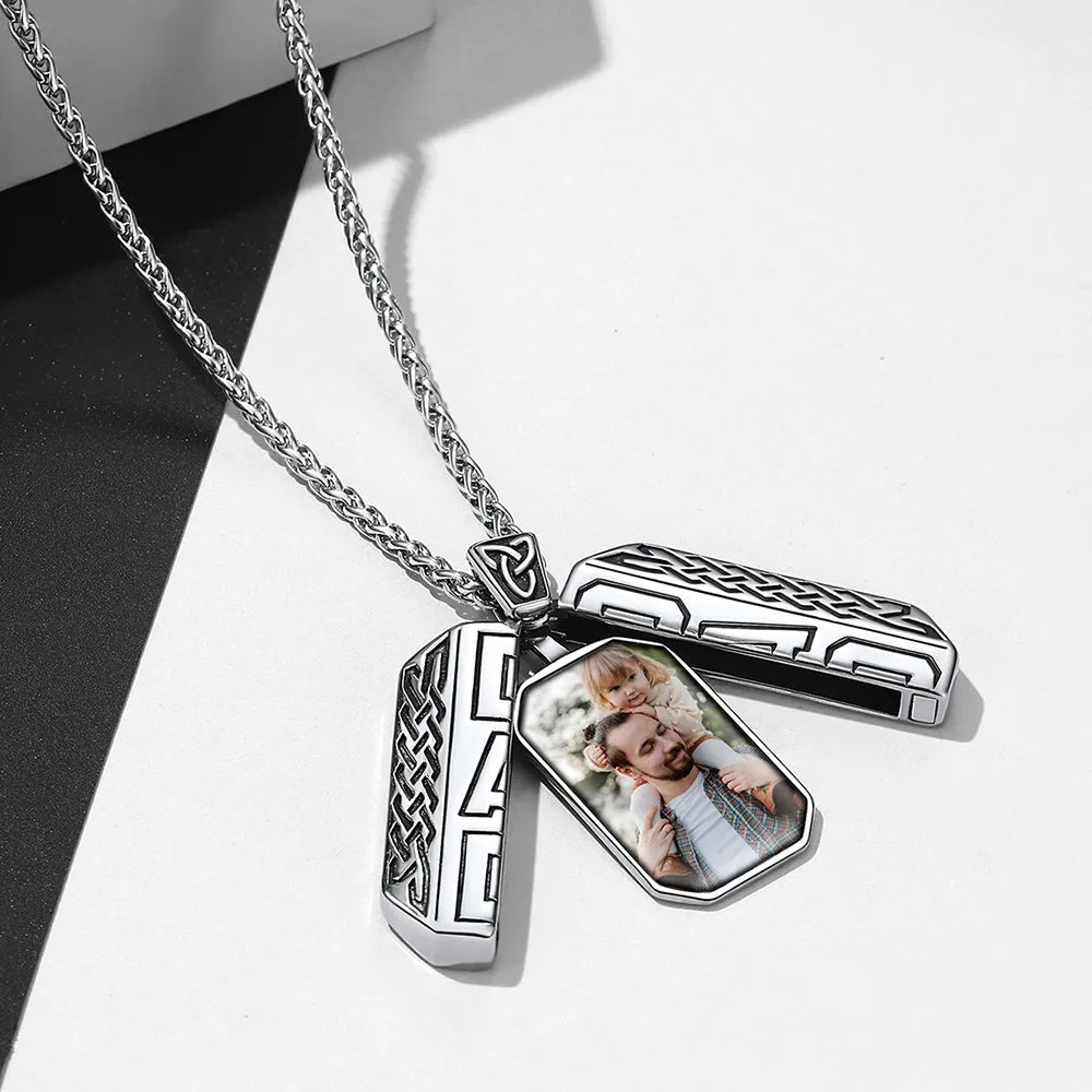 Custom Picture Open Locket Dog Tag Necklace with Viking Rune for Dad sold by FaithHeart product image thumbnail 5