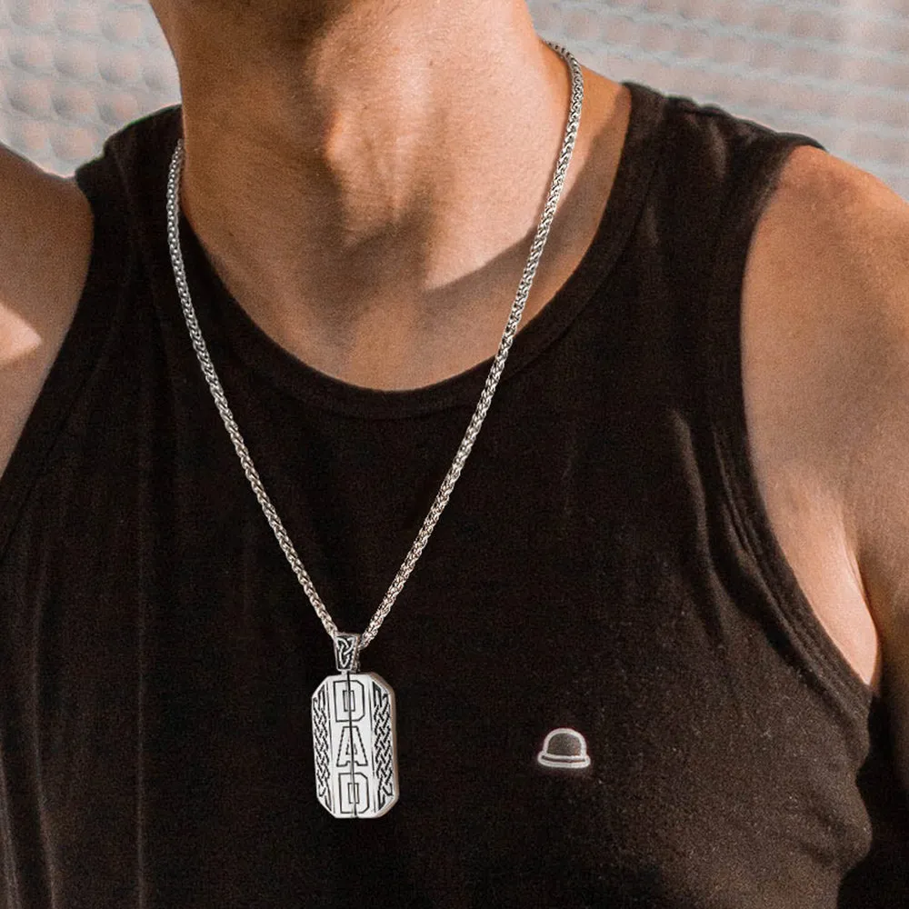 Custom Picture Open Locket Dog Tag Necklace with Viking Rune for Dad sold by FaithHeart product image thumbnail 2