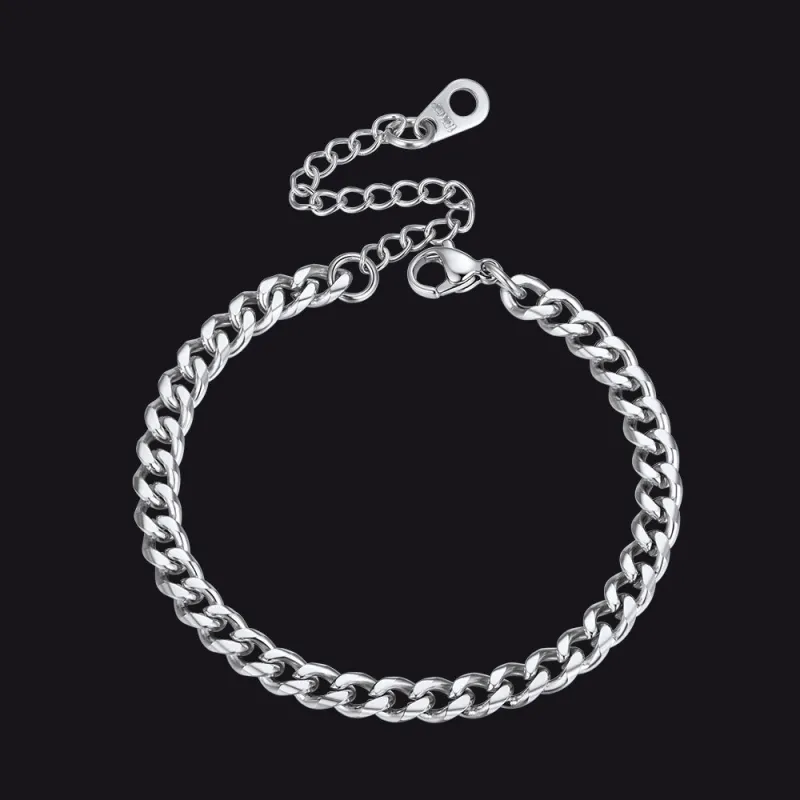 4MM Cuban Chain Link Bracelet for Men Stainless Steel sold by FaithHeart