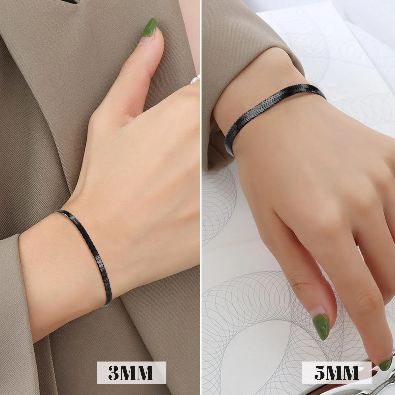 3mm/5mm Width Snake Chain Bracelet for Women Men sold by FaithHeart product image thumbnail 3