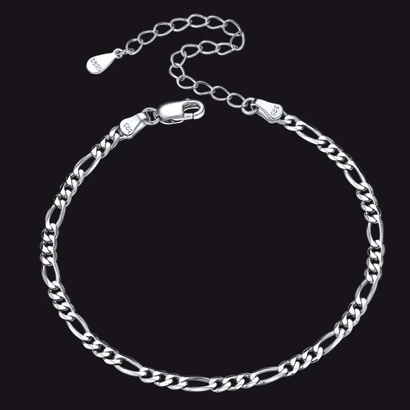 Sterling Silver Figaro Chain Link Bracelet for Men sold by FaithHeart