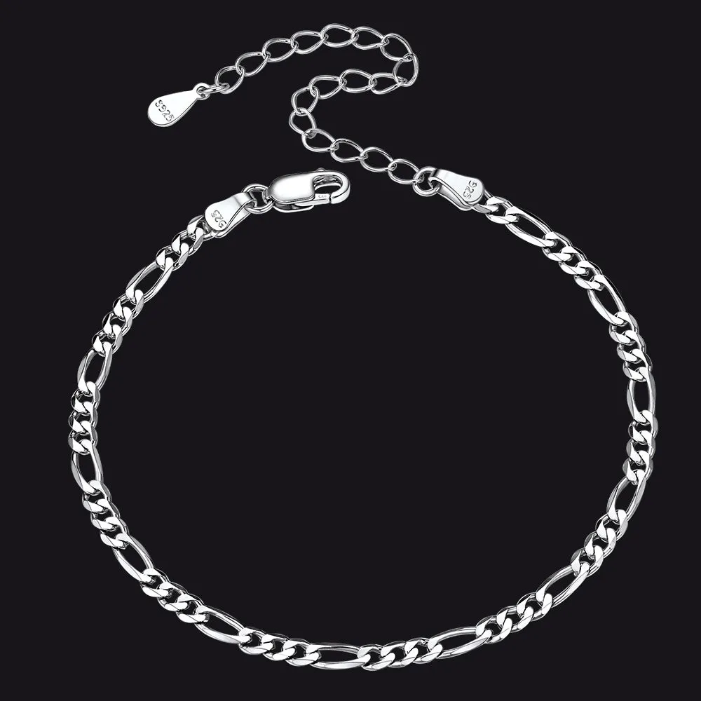 Sterling Silver Figaro Chain Link Bracelet for Men sold by FaithHeart