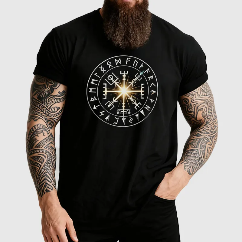 Viking Vegvisir Compass T-Shirt Protection Symbol Tee for Men sold by FaithHeart