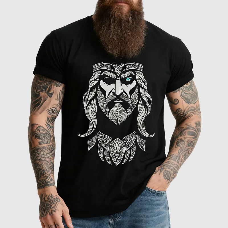 Norse Viking Odin All-Father T-Shirt Black Tee for Men sold by FaithHeart