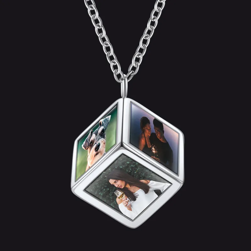 Personalized Cube Photo Pendant Necklace Memorial Gift for Women sold by FaithHeart