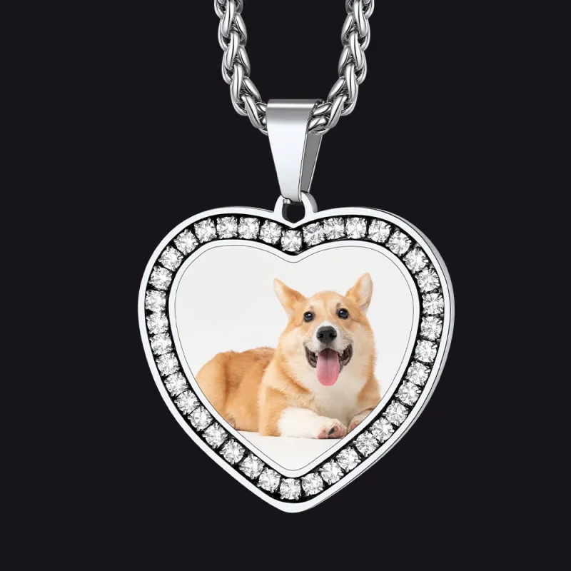 Customized Picture Heart Cubic Zirconia Necklace for Women sold by FaithHeart