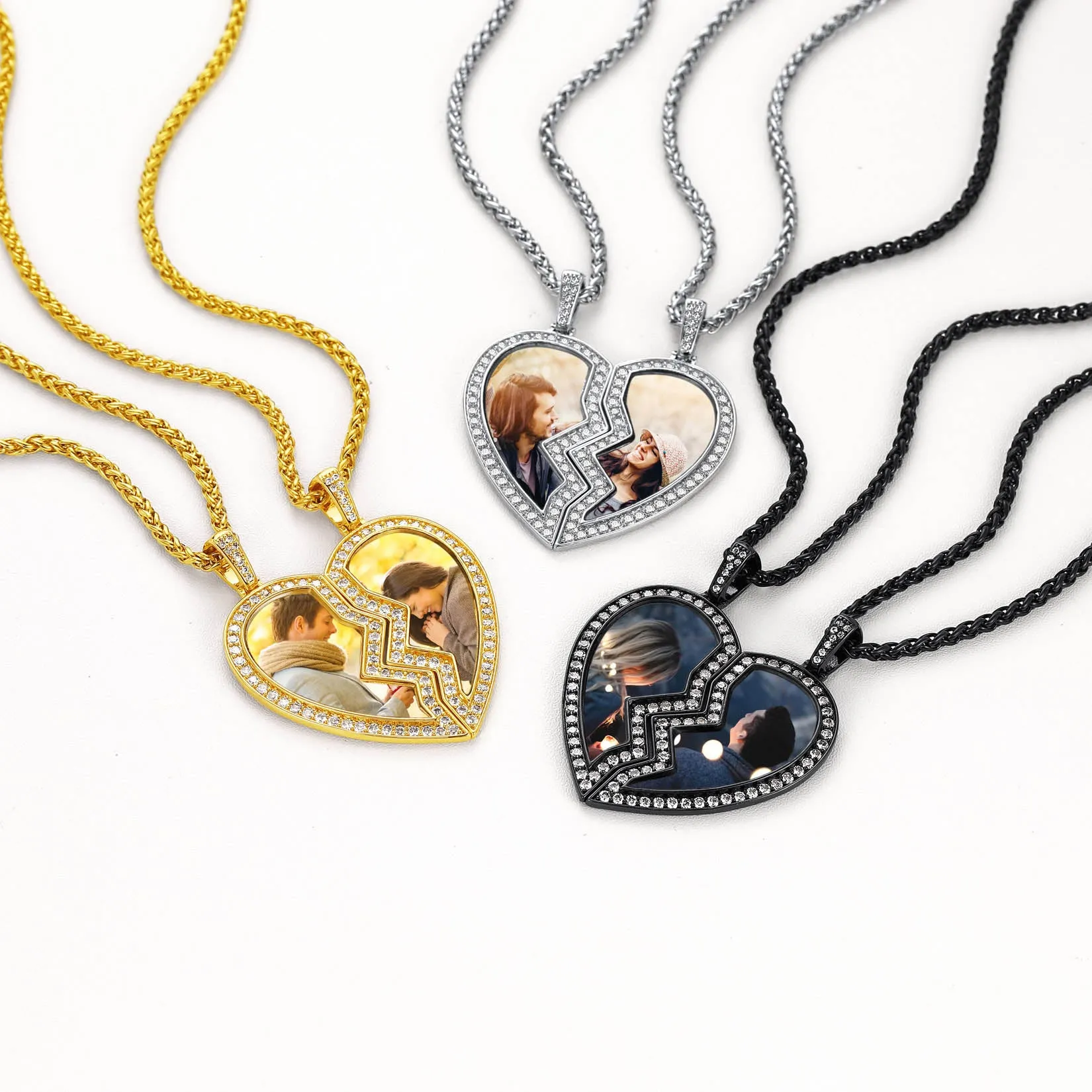 Customized Picture 2 Half Heart Matching Necklaces for Couple BFF sold by FaithHeart product image thumbnail 4