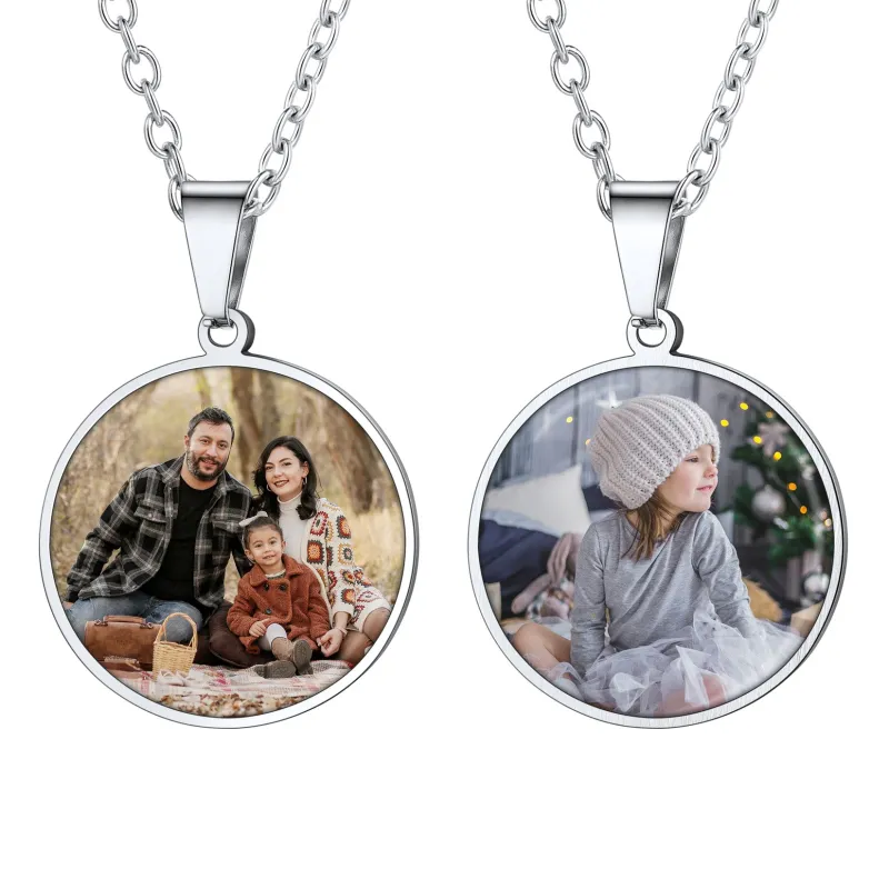 Customized Round Double-sided Picture Necklace for Women Men sold by FaithHeart