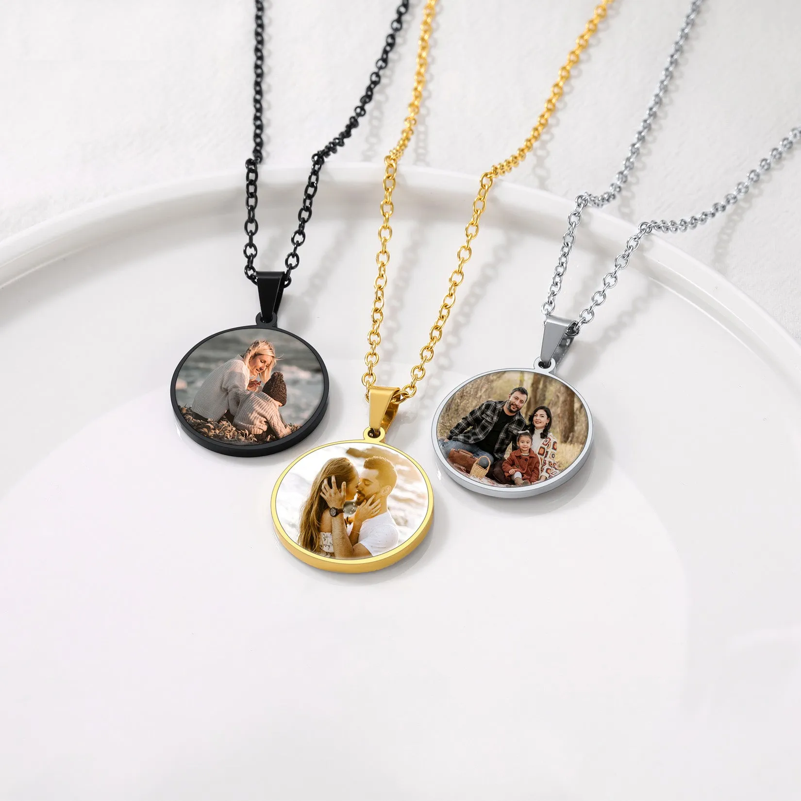 Customized Round Double-sided Picture Necklace for Women Men sold by FaithHeart product image thumbnail 4