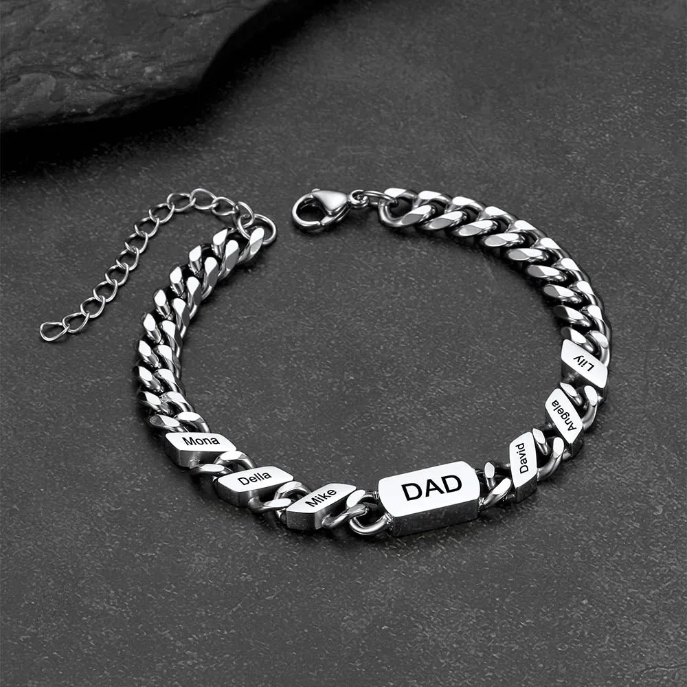 Engraving Name Cuban Chain Bracelet 1-10 Beaded Gift for Men sold by FaithHeart product image thumbnail 4