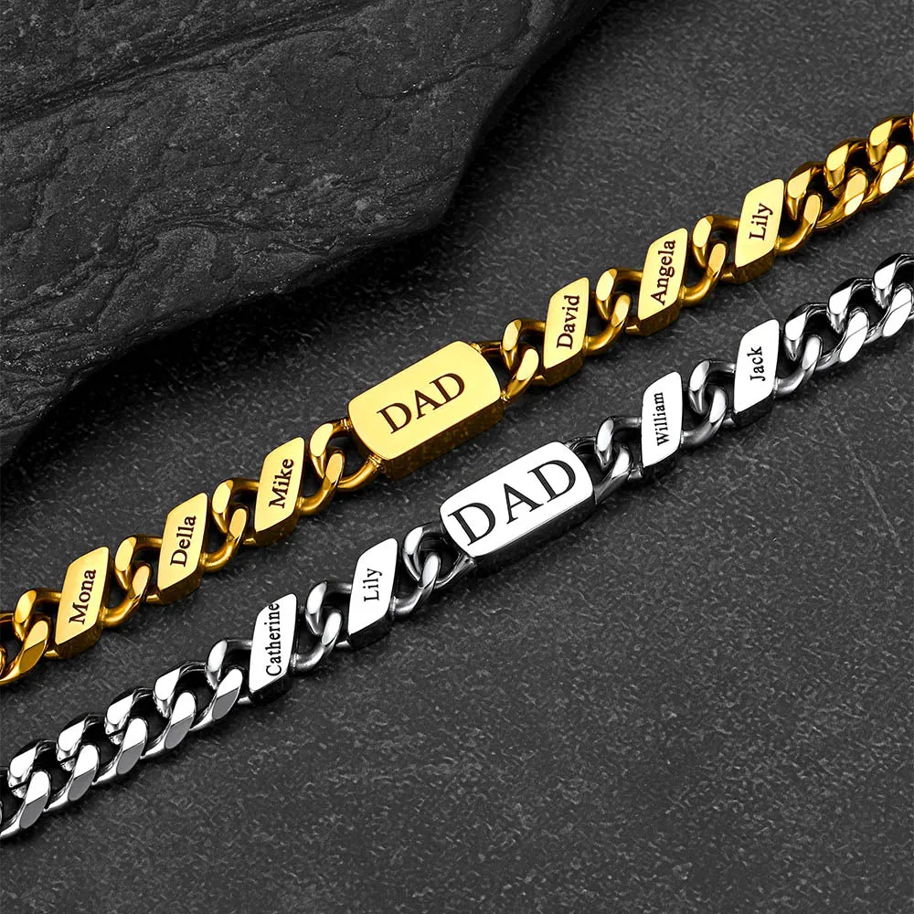 Engraving Name Cuban Chain Bracelet 1-10 Beaded Gift for Men sold by FaithHeart product image thumbnail 3