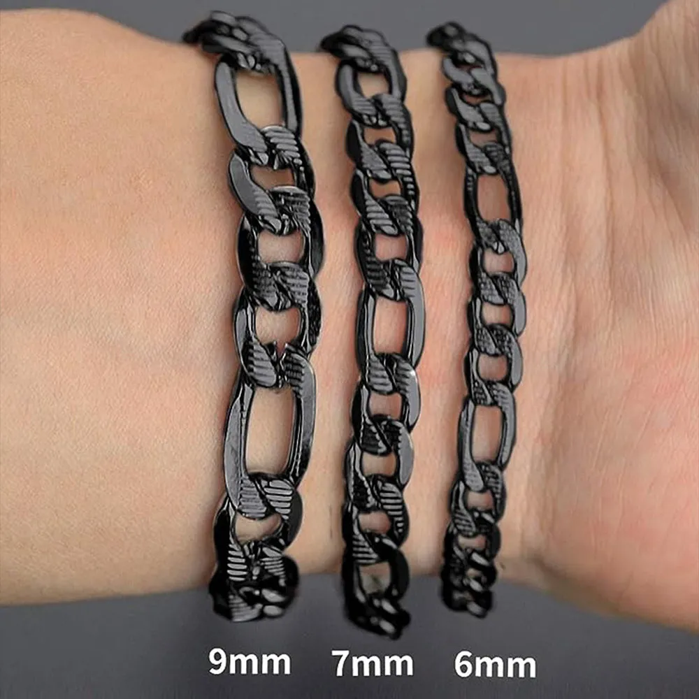 Thick Figaro Link Bracelet for Men 6/7/9mm Width sold by FaithHeart product image thumbnail 2