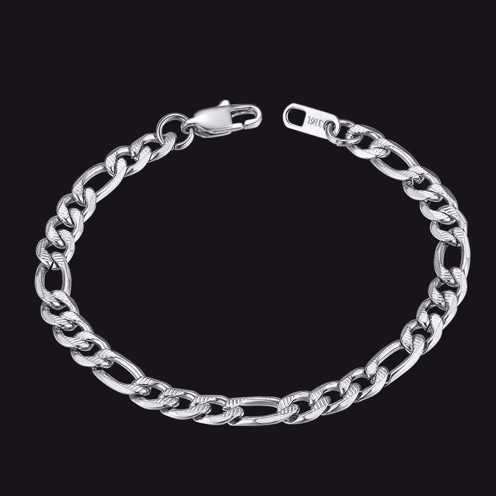 Thick Figaro Link Bracelet for Men 6/7/9mm Width sold by FaithHeart product image thumbnail 3
