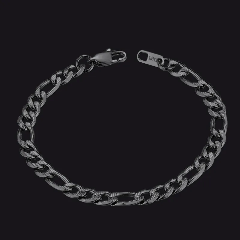 Thick Figaro Link Bracelet for Men 6/7/9mm Width sold by FaithHeart