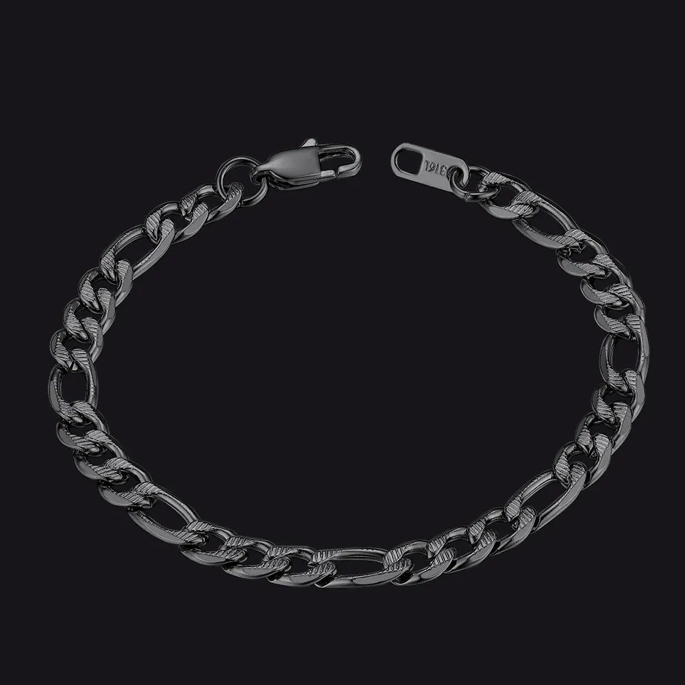 Thick Figaro Link Bracelet for Men 6/7/9mm Width sold by FaithHeart