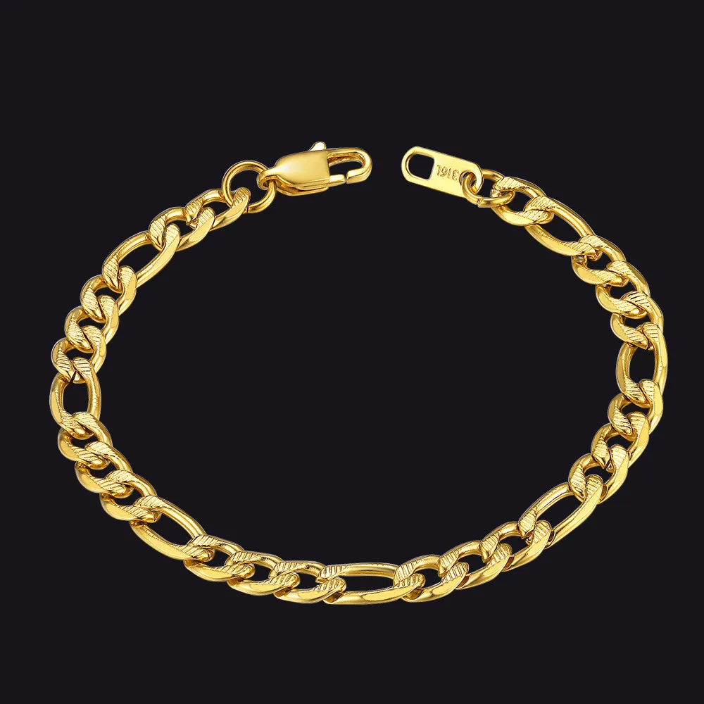 Thick Figaro Link Bracelet for Men 6/7/9mm Width sold by FaithHeart product image thumbnail 4
