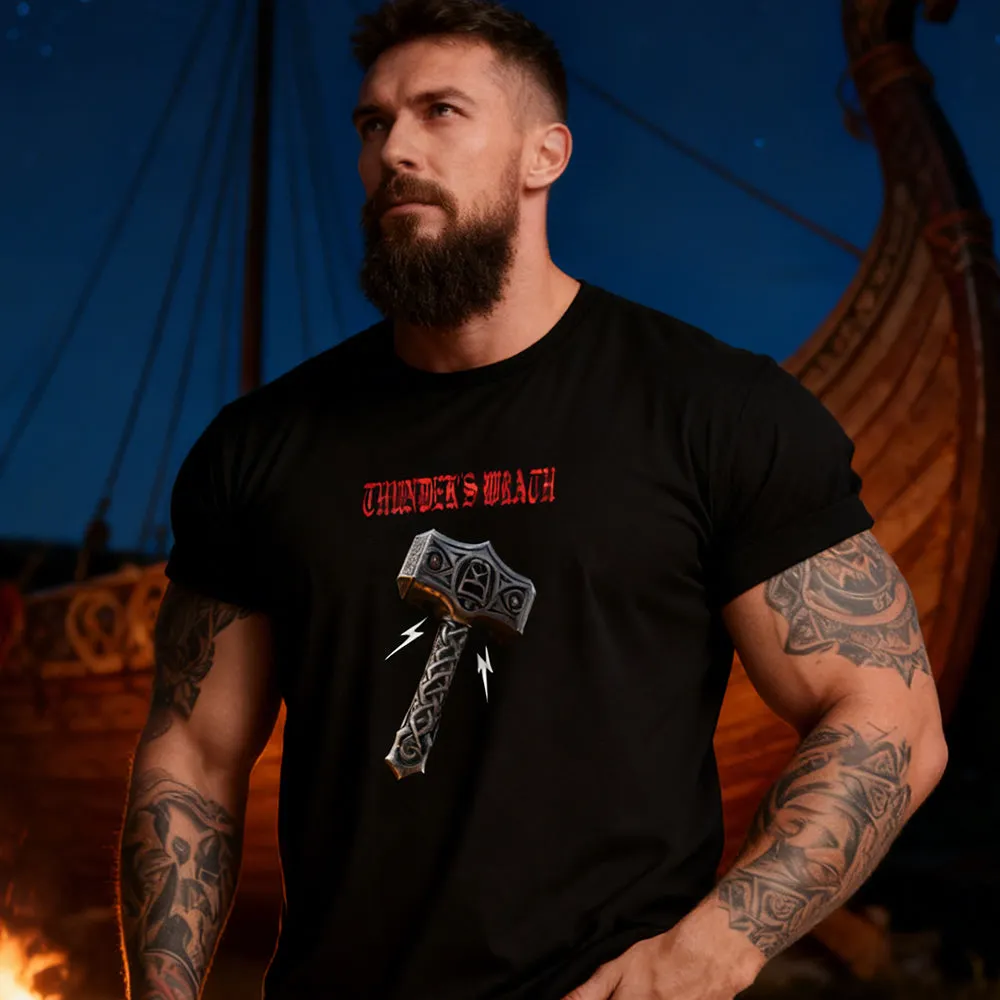 Viking Thor's Hammer Mjolnir T-Shirt for Men sold by FaithHeart product image thumbnail 3