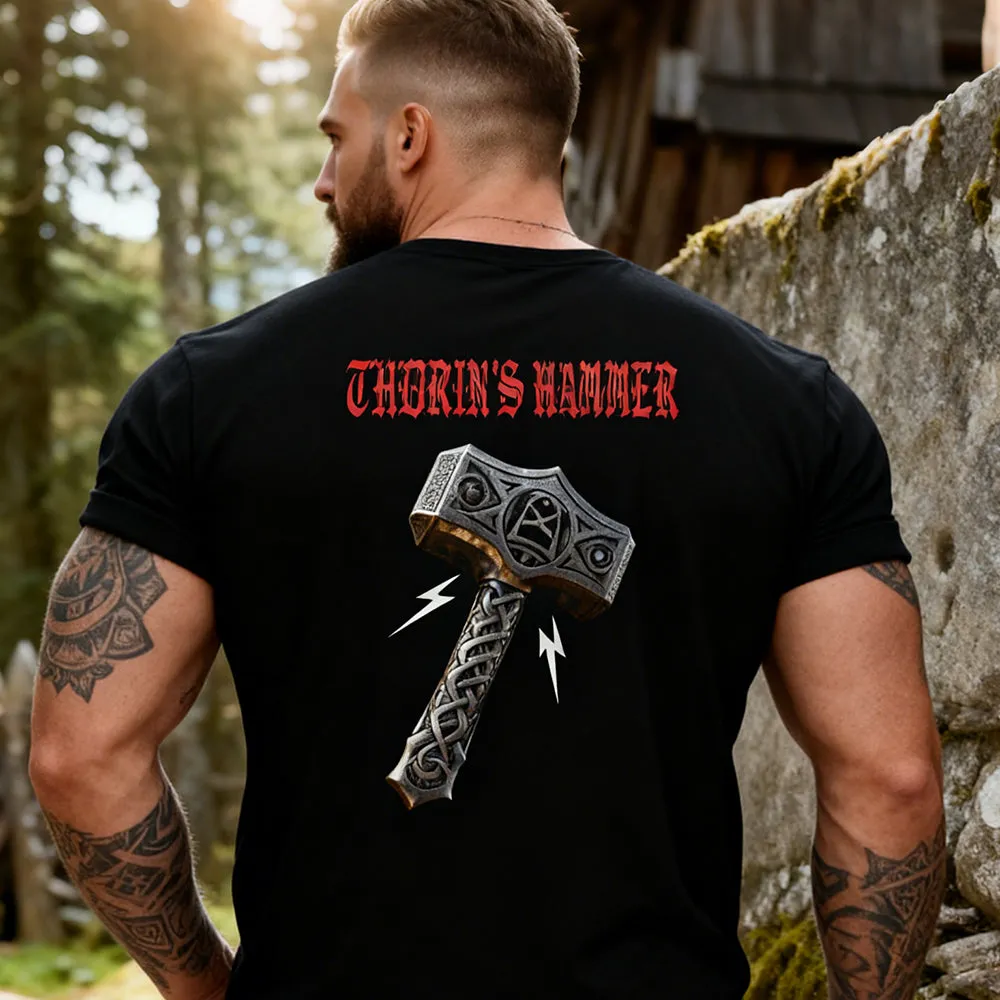 Viking Thor's Hammer Mjolnir T-Shirt for Men sold by FaithHeart product image thumbnail 4