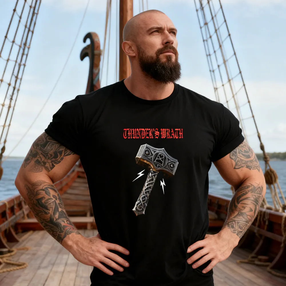 Viking Thor's Hammer Mjolnir T-Shirt for Men sold by FaithHeart product image thumbnail 2