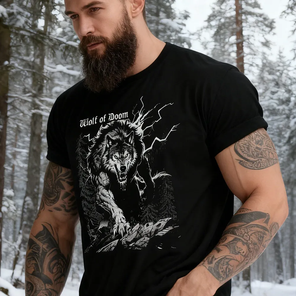 Animal Howling Wolf Black T-Shirt Predator Art for Men sold by FaithHeart product image thumbnail 3