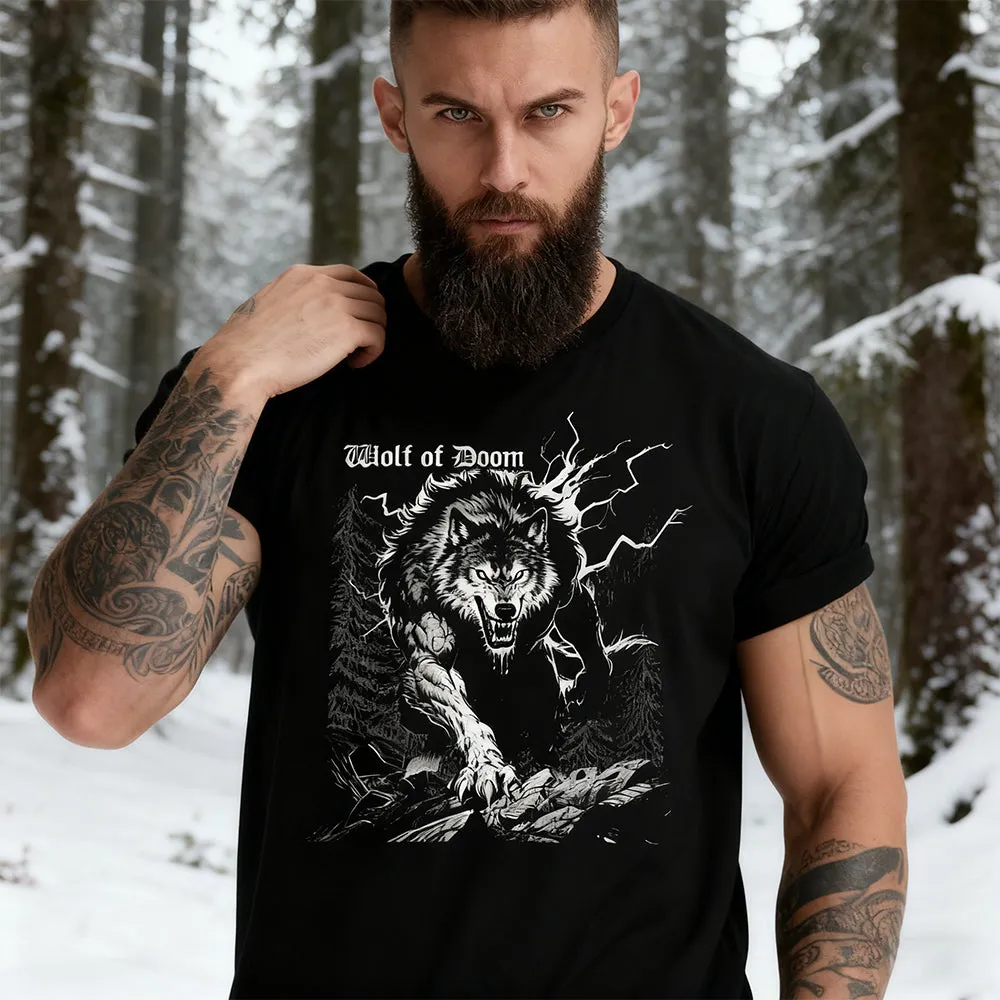 Animal Howling Wolf Black T-Shirt Predator Art for Men sold by FaithHeart product image thumbnail 2