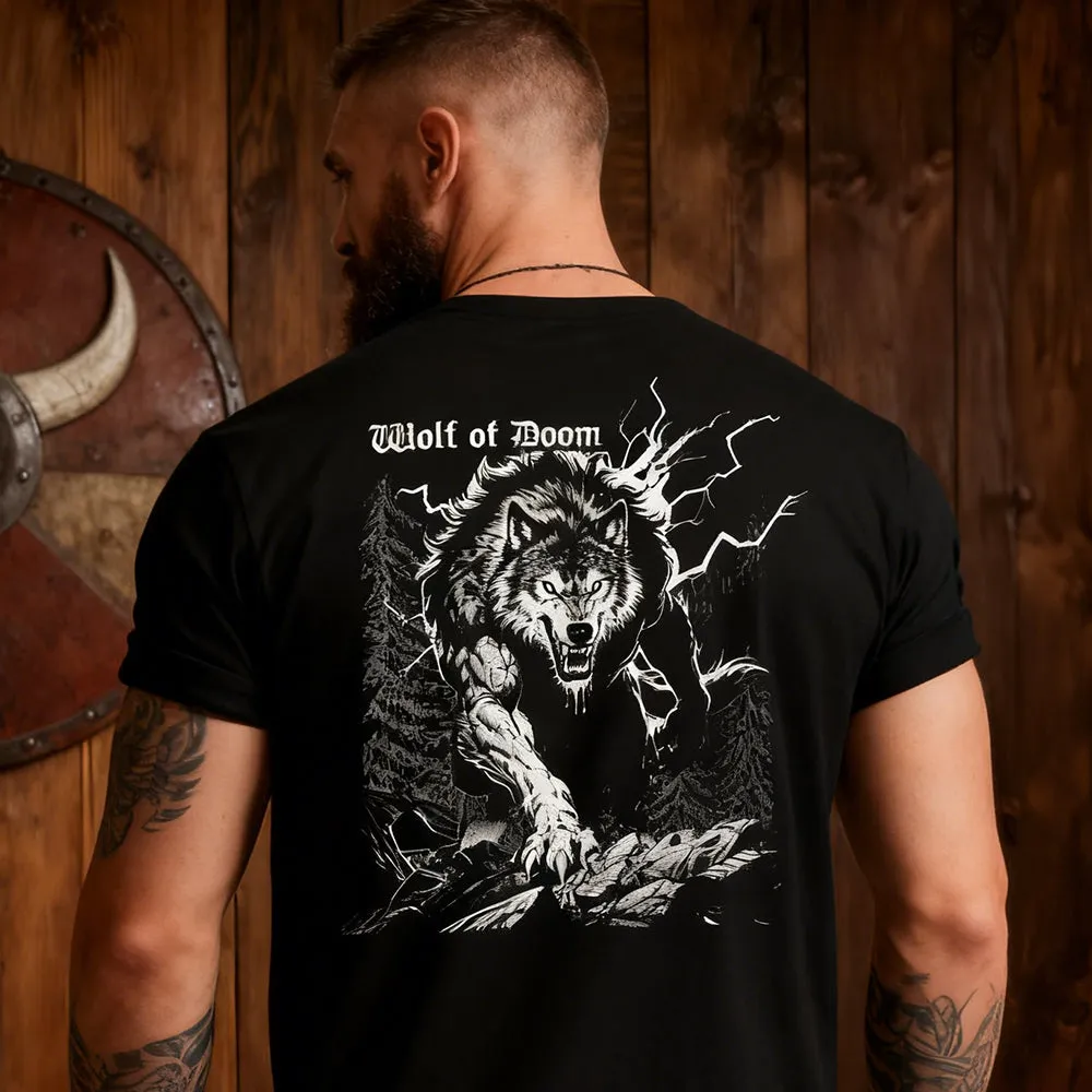 Animal Howling Wolf Black T-Shirt Predator Art for Men sold by FaithHeart product image thumbnail 5
