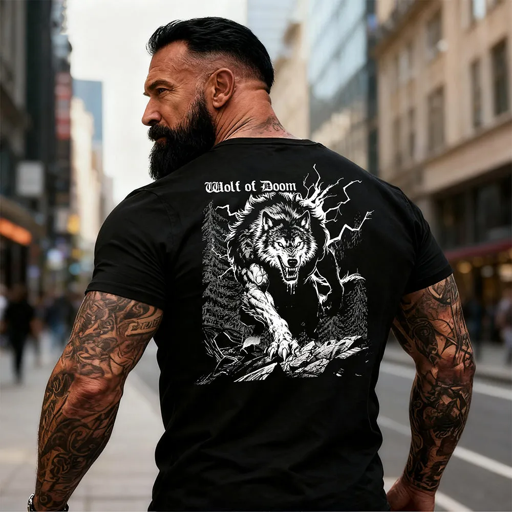 Animal Howling Wolf Black T-Shirt Predator Art for Men sold by FaithHeart product image thumbnail 4